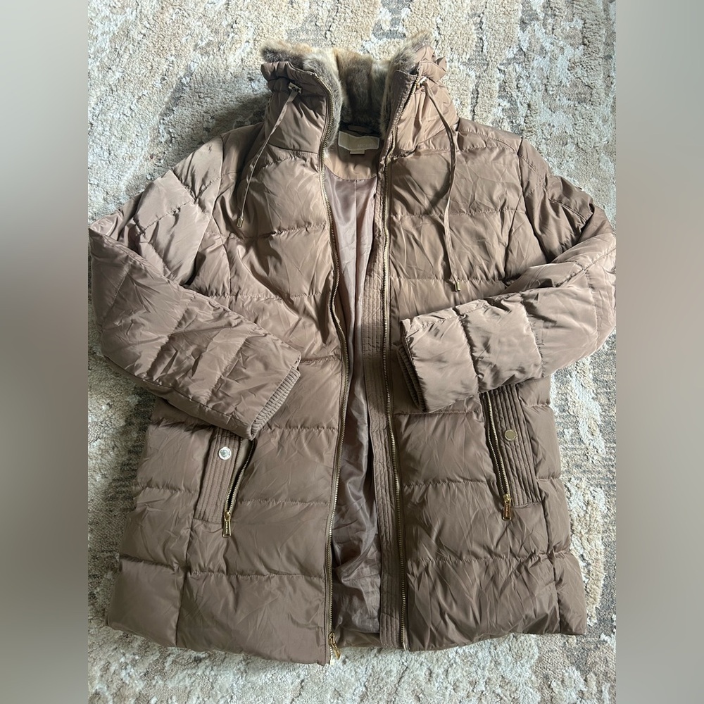 Michael Kors faux fur long puffer coat